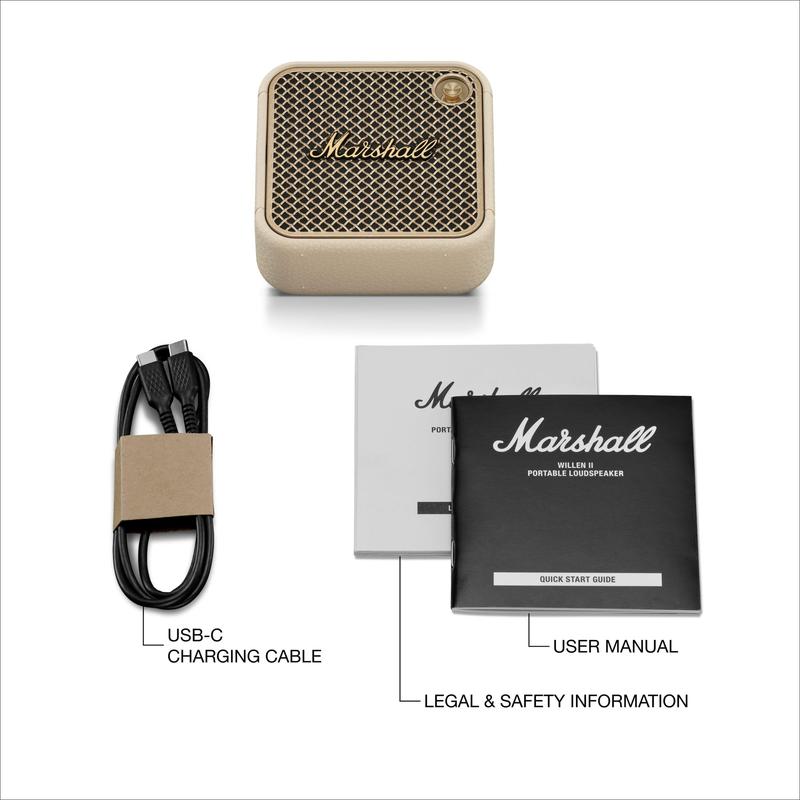 Alto-falante portátil Bluetooth Marshall Willen II Cream - Caixa